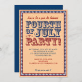 旧式の7月4日のお祝いのパーティー 招待状 (正面/裏面)