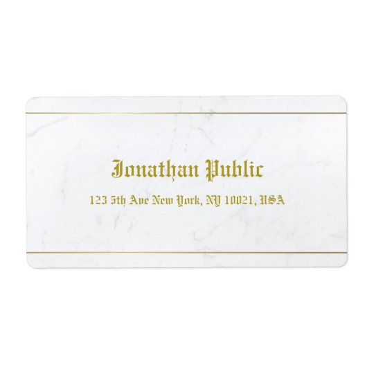 旧式カリグラフィー エレガント大理石 ゴールド発送 ラベル (正面)