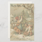 旧式ヴィンテージのクリスマスの休日のノスタルジア 便箋 (正面/裏面)