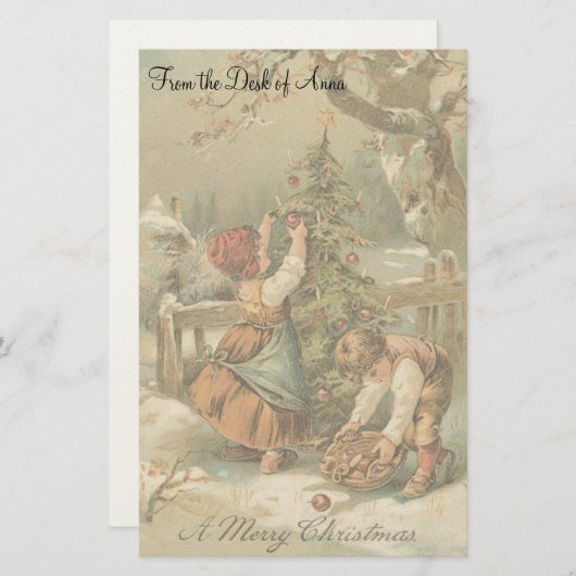 旧式ヴィンテージのクリスマスの休日のノスタルジア 便箋 (正面/裏面)