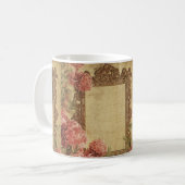 旧式、フレーム花、ヴィンテージのテンプレート、顧客用 コーヒーマグカップ (正面左)