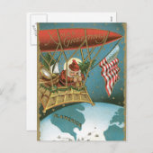 旧式X-Masの挨拶のアメリカ人サンタ シーズンポストカード (正面/裏面)