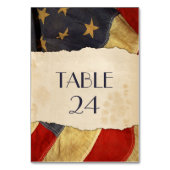 旧愛国的ヴィンテージ国旗の軍隊結婚の テーブルナンバー (正面)
