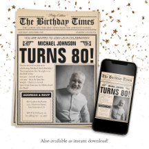 旧新聞おもしろいカスタム写真第80回バースデーパーティー