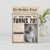 旧新聞おもしろいフォトカスタムー70th誕生日パーティー 招待状 (スタンド正面)