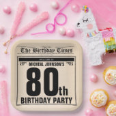 旧新聞おもしろい80thバースデーパーティーカスタム ペーパープレート (パーティー)