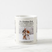 旧新聞スタイルクリスマスグリーティングカード コーヒーマグカップ (中央)