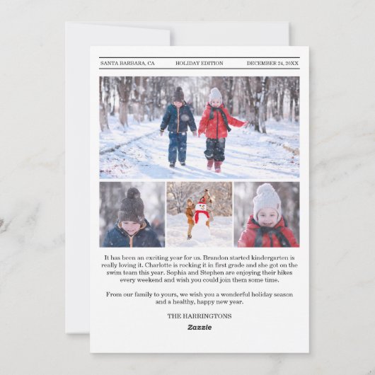 旧新聞スタイルクリスマスグリーティングカード シーズンカード (裏面)