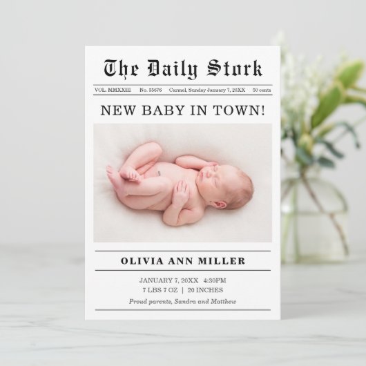 旧新聞スタイル生誕発表証 案内状 (スタンド正面)