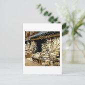 旧日本で正月の飾り付けをヴィンテージ シーズンポストカード (スタンド正面)