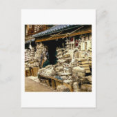 旧日本で正月の飾り付けをヴィンテージ シーズンポストカード (正面)