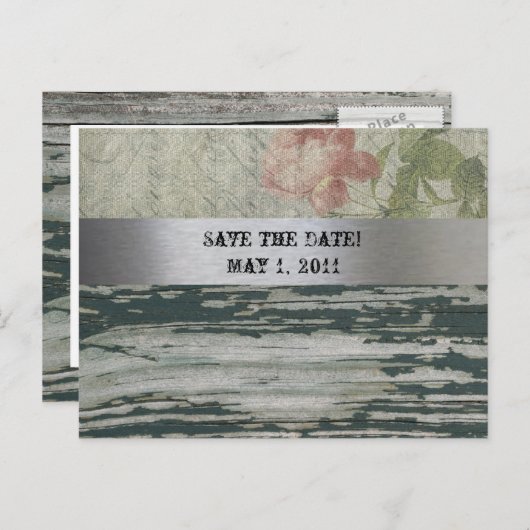 旧木材ヴィンテージフランスの保存日 案内ポストカード (正面/裏面)