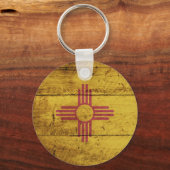 旧木目に関するニューメキシコ州旗 キーホルダー (正面)