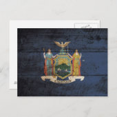 旧木目に関するニューヨーク州旗 ポストカード (正面/裏面)