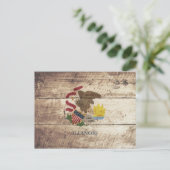 旧木目のイリノイ州旗 ポストカード (スタンド正面)