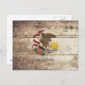 旧木目のイリノイ州旗 ポストカード (正面/裏面)