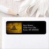 旧木目のガッズデン国旗 ラベル (インサイチュ)