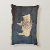 旧木目のワイオミング州旗 アクセントクッション (裏面(縦))