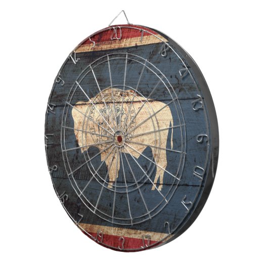 旧木目のワイオミング州旗 ダーツボード (正面右)