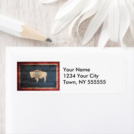 旧木目のワイオミング州旗 ラベル (インサイチュ)