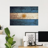 旧木目アルゼンチン国旗 ポスター (ホームオフィス)