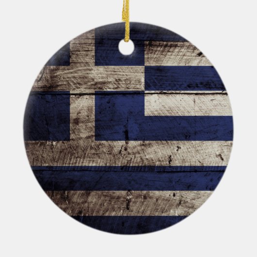 旧木目ギリシャ国旗 セラミックオーナメント (裏面)