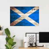 旧木目スコットランド国旗 ポスター (ホームオフィス)