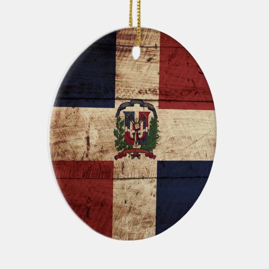 旧木目ドミニカ共和国国旗 セラミックオーナメント (右)