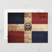 旧木目ドミニカ共和国国旗 ポストカード (正面/裏面)