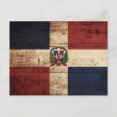 旧木目ドミニカ共和国国旗 ポストカード (正面)