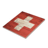 旧木製スイス国旗 タイル (側面)