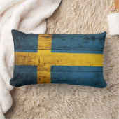 旧木製スウェーデン国旗 ランバークッション (ブランケット)