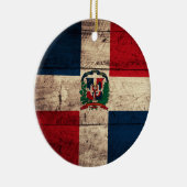 旧木製ドミニカ共和国国旗 セラミックオーナメント (右)