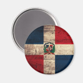 旧木製ドミニカ共和国国旗 マグネット (正面/裏面)