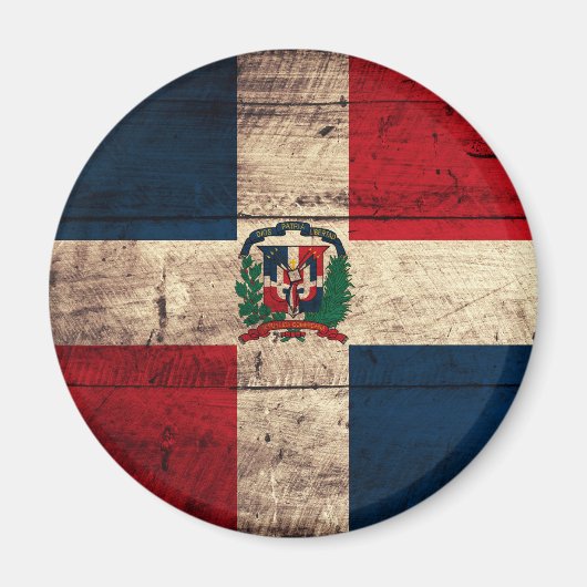 旧木製ドミニカ共和国国旗 マグネット (正面)