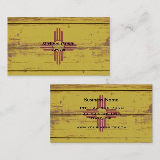 旧木製ニューメキシコ州旗 名刺 (正面/裏面)