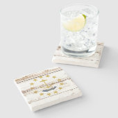 旧木製ロードアイランド州旗 ストーンコースター (横)