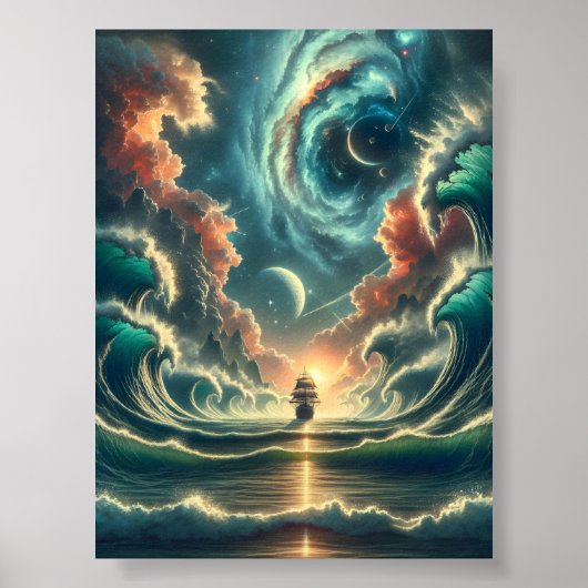 旧木製船ストーム海昇華印刷 ポスター (正面)