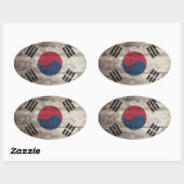 旧木製韓国国旗 楕円形シール (シート)