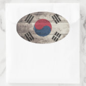 旧木製韓国国旗 楕円形シール (バッグ)