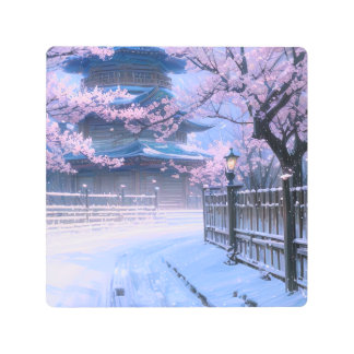 旧木造の寺院 メタルプリント