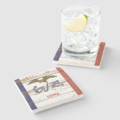 旧木造アイオワ州旗 ストーンコースター (横)