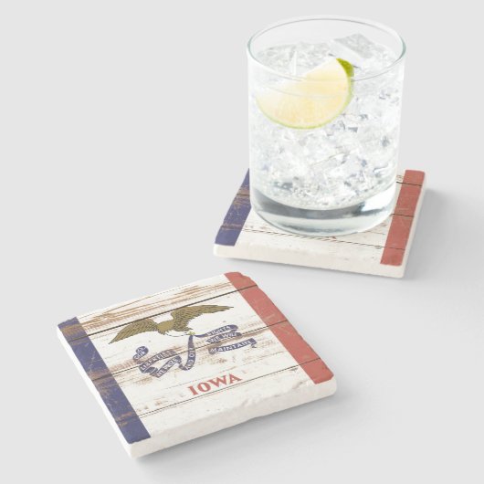 旧木造アイオワ州旗 ストーンコースター (横)