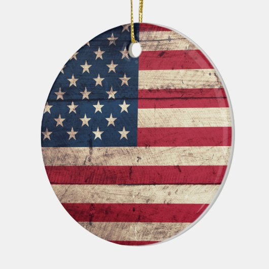 旧木造アメリカ国旗 セラミックオーナメント (左)