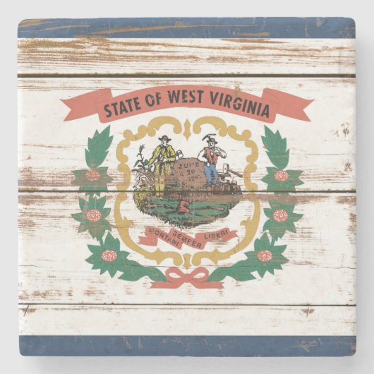 旧木造ウェストバージニア州旗 ストーンコースター (正面)
