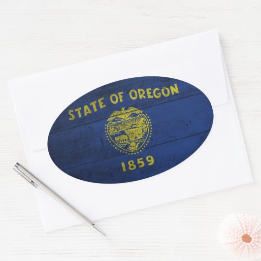 旧木造オレゴン州旗; 楕円形シール (封筒)