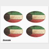 旧木造クウェート国旗 楕円形シール (シート)