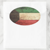 旧木造クウェート国旗 楕円形シール (バッグ)