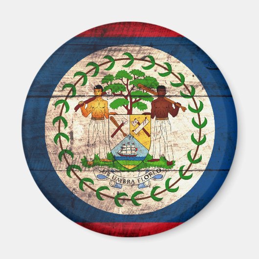 旧木造ベリーズ国旗 マグネット (正面)