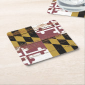 旧木造メリーランド州旗 スクエアペーパーコースター (アングル)